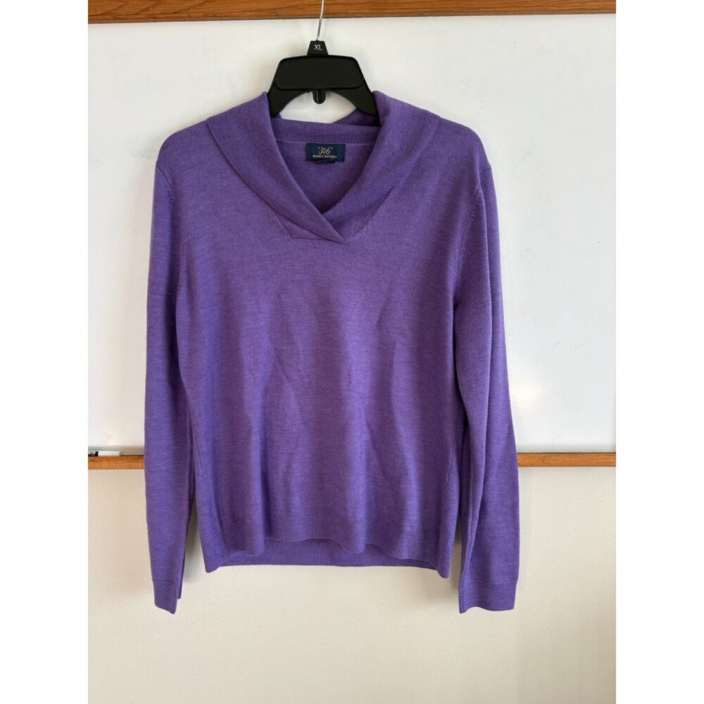 Brooks Brothers "346" Purple Merino Wool Shawl Collar Sweater (L)